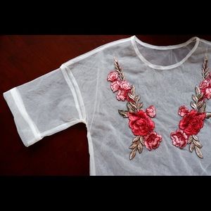 Mesh floral shirt